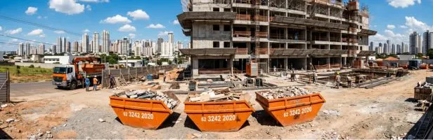 Caçamba para construção de edifício no Jardim Goiás — Goiânia